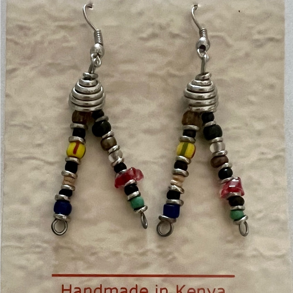 Fair trade beaded handmade earrings Recycled
